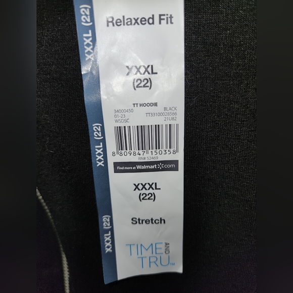 Time and Tru Black Ladies Zip Front Hoodie - Picture 2 of 2